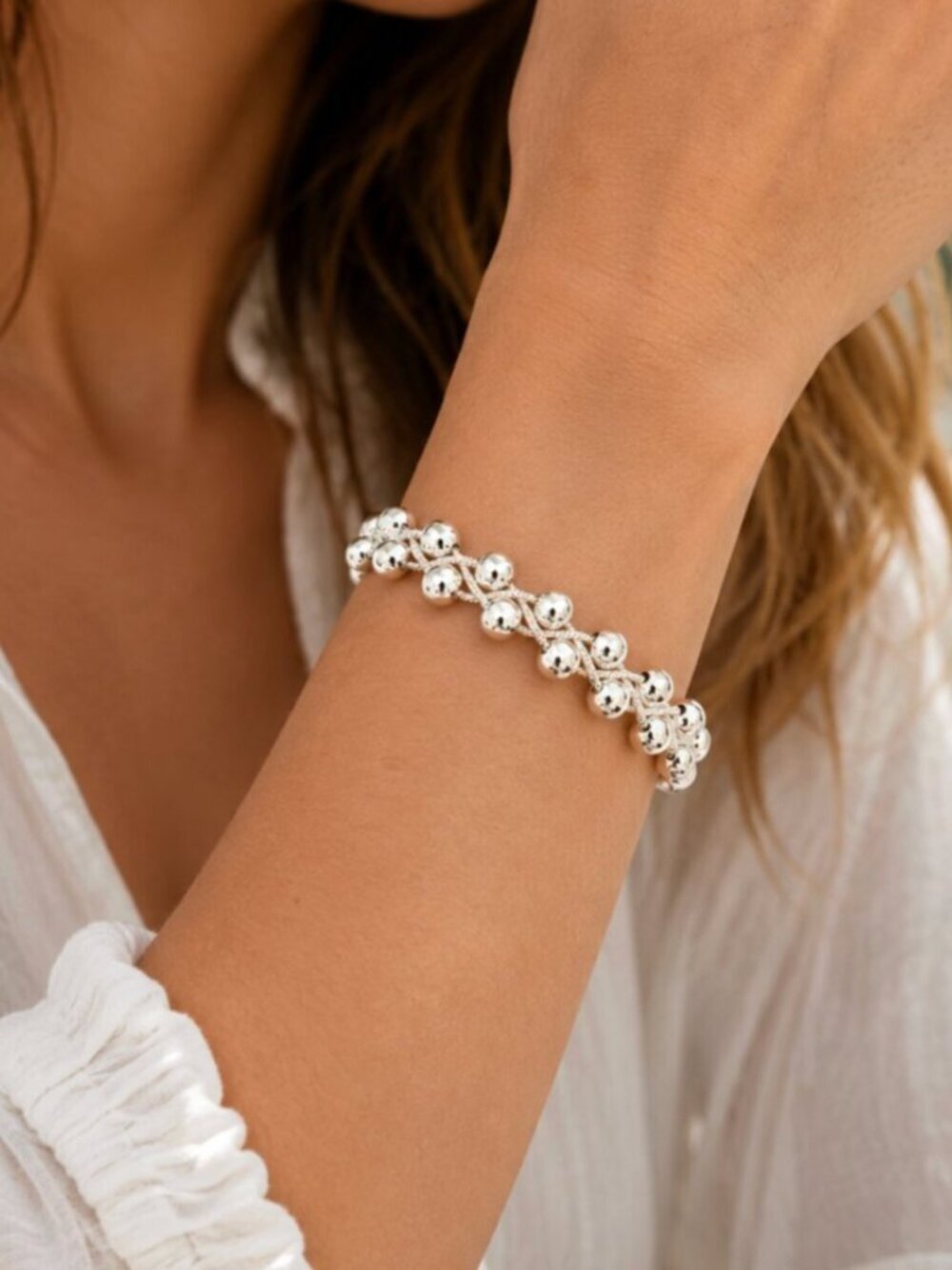 925 Sterling Silver Bead Bracelet 5 MM Ball Bracelet Large Thick Bracelet